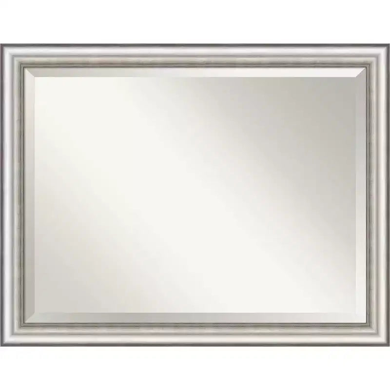45" x 35" Salon Framed Bathroom Vanity Wall Mirror Silver - Amanti Art: Modern Rectangle, No Assembly Required