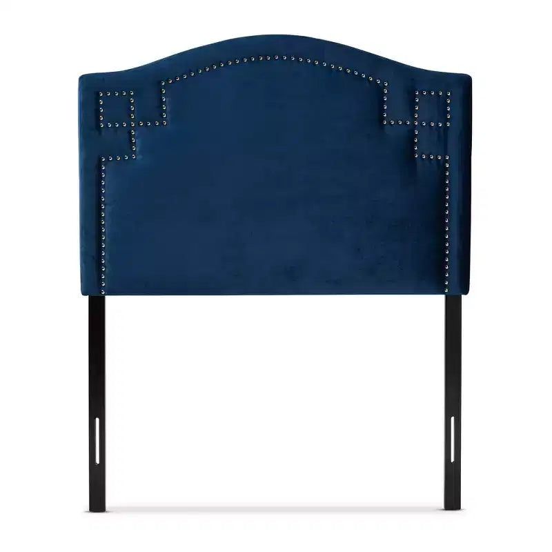 Cabecero individual Aubrey de terciopelo azul para niños, estructura de MDF, tapizado, todas las edades