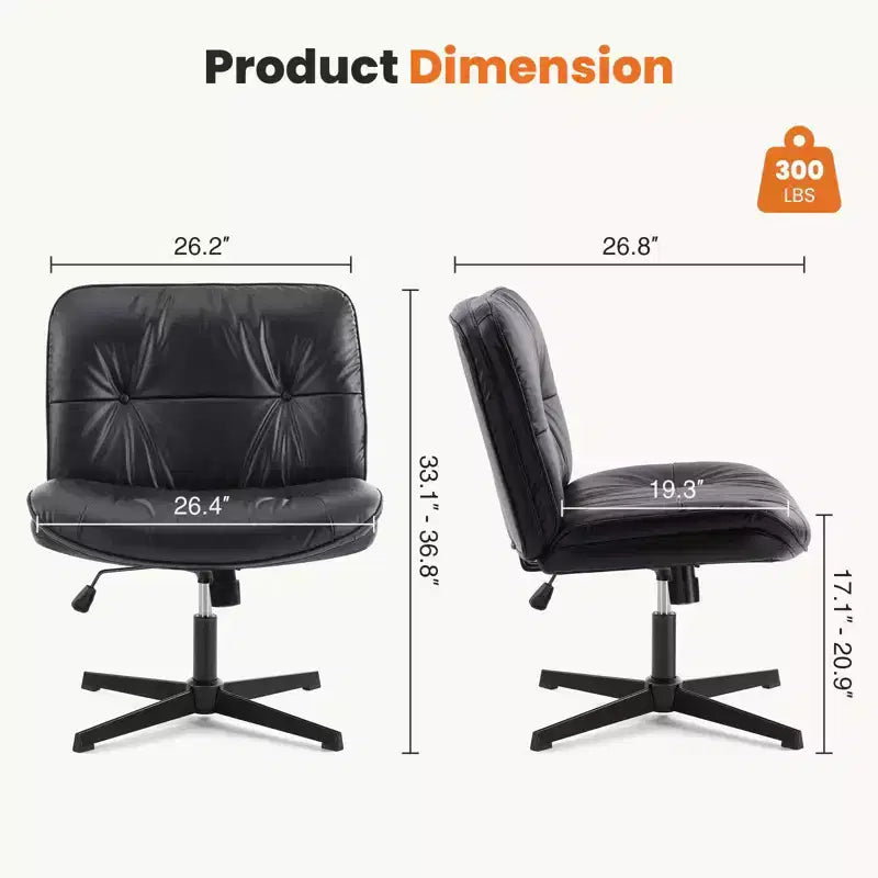 Silla con las patas cruzadas, escritorio de oficina sin brazos con asiento ancho sin ruedas, cómoda, giratoria y regulable en altura
