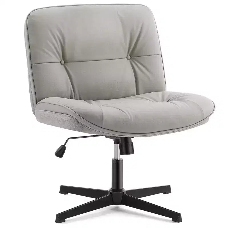 Silla con las patas cruzadas, escritorio de oficina sin brazos con asiento ancho sin ruedas, cómoda, giratoria y regulable en altura