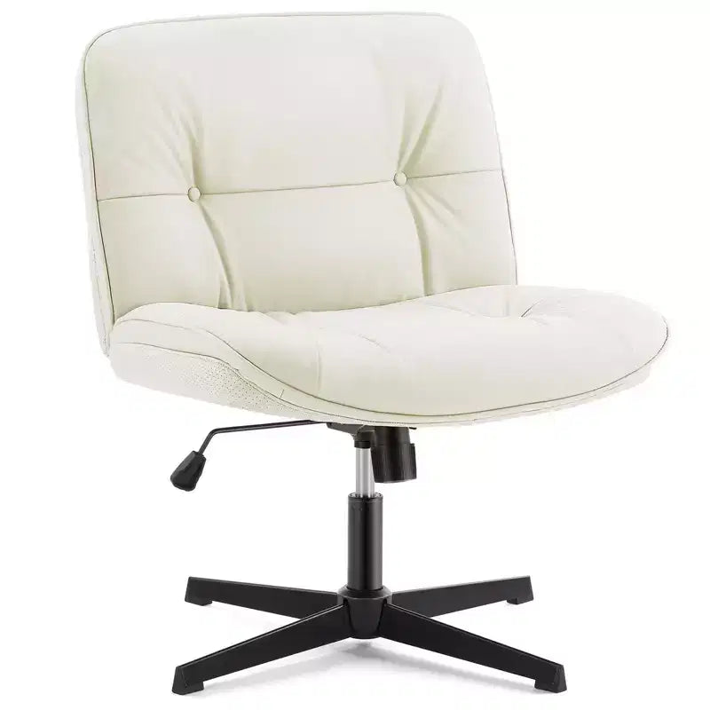 Silla con las patas cruzadas, escritorio de oficina sin brazos con asiento ancho sin ruedas, cómoda, giratoria y regulable en altura
