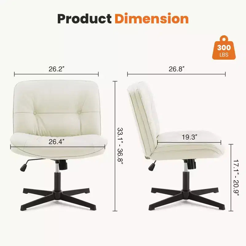 Silla con las patas cruzadas, escritorio de oficina sin brazos con asiento ancho sin ruedas, cómoda, giratoria y regulable en altura