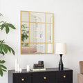 Golden Window Frame Hanging Mirror with Right Angled Rectangular Design in Iron, 100x75x2cm
