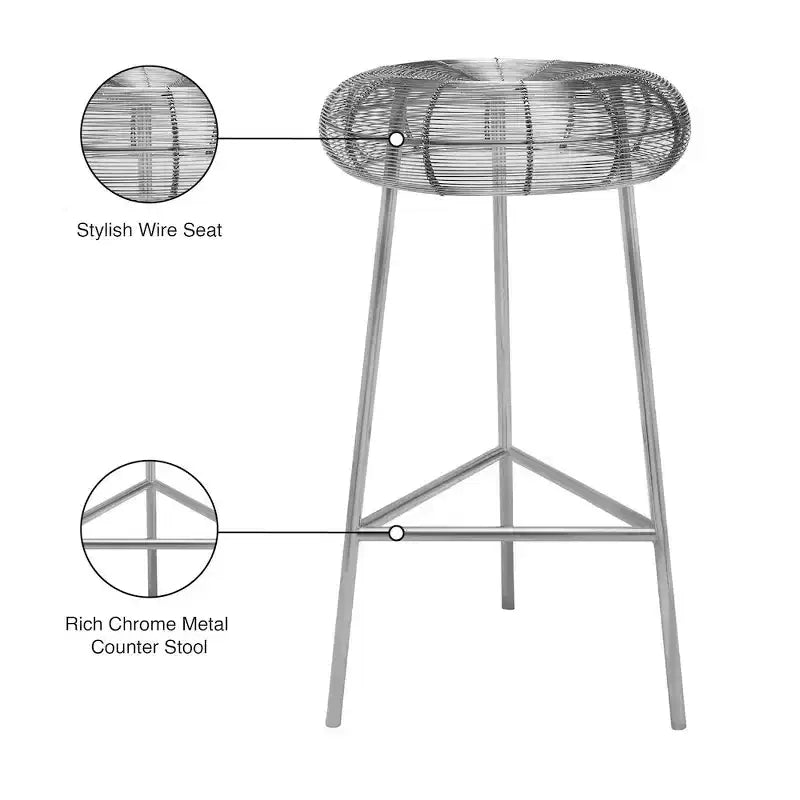 Taburete de mostrador de metal plateado Toscana