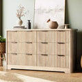 Fluted Dresser with 6 Drawers, Modern Dresser with Wood Top, Clothes Storage for Bedroom Living Room