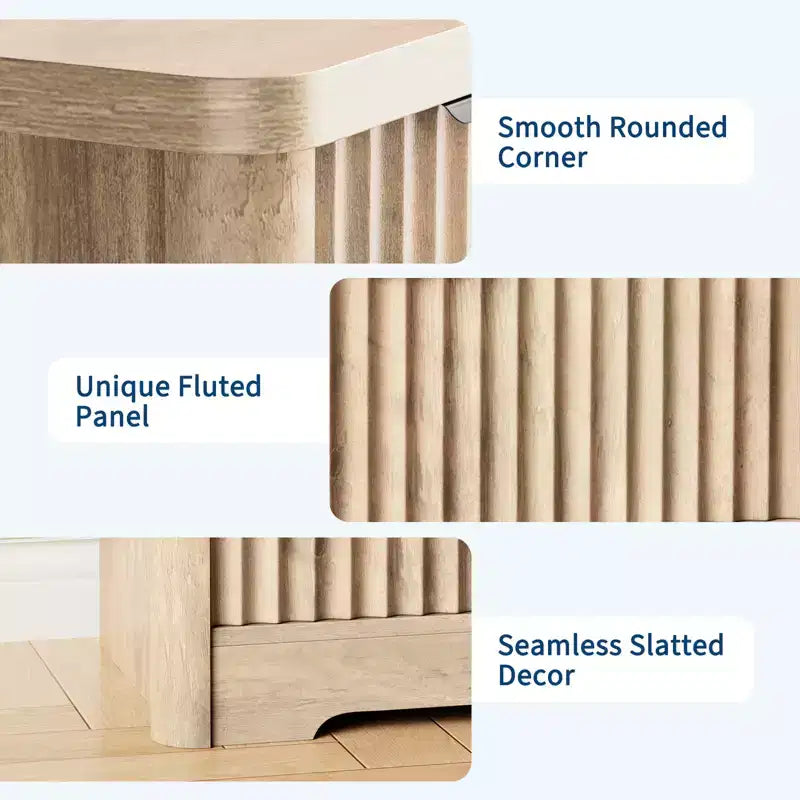 Cómoda Acanalada con 6 Cajones, Cómoda Moderna con Cubierta de Madera, Almacenamiento de Ropa para Dormitorio y Sala de Estar