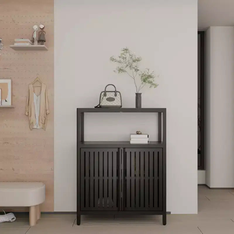 GDFStudio Richard Modern 32 Bamboo Storage Cabinet With Shelves