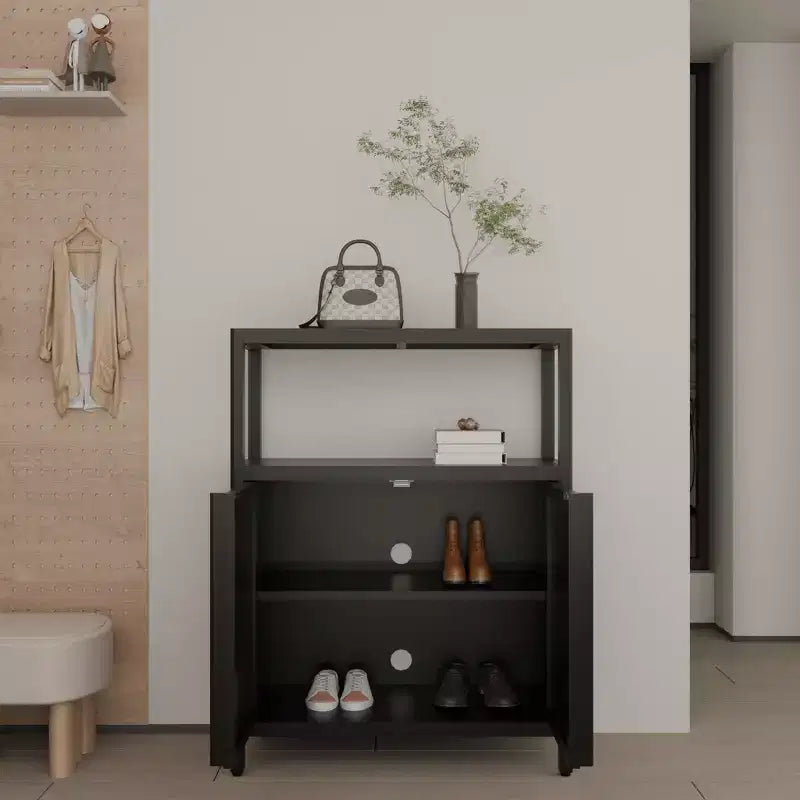 Mueble Organizador Moderno de Bambú de 32" con Estantes