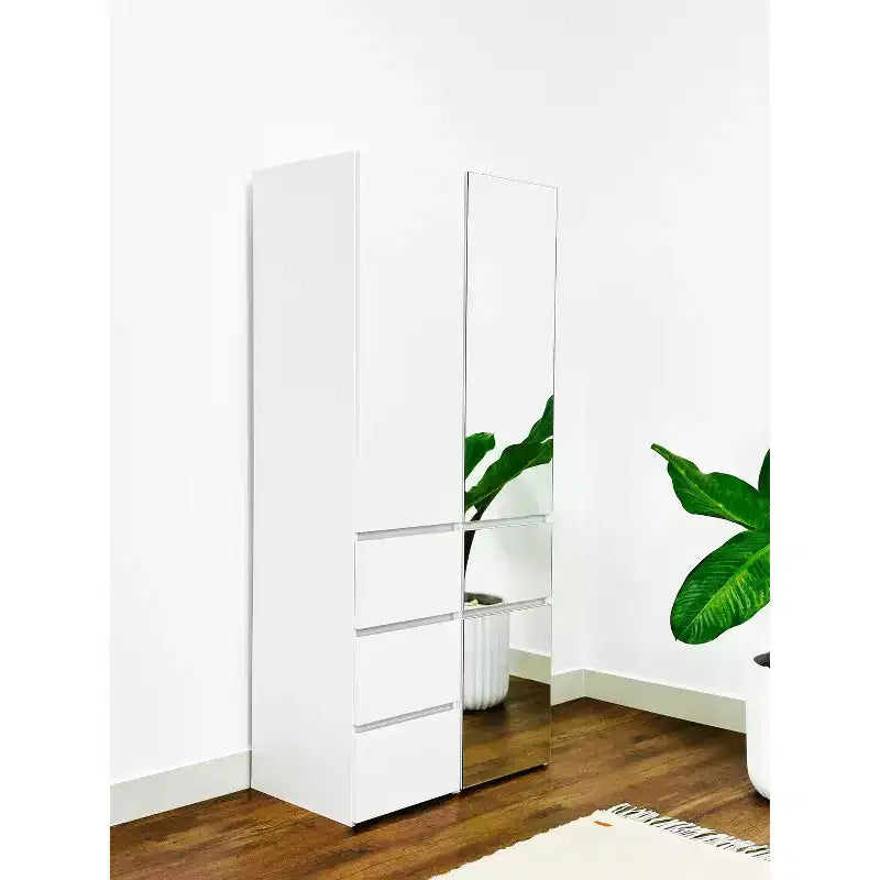 70.9 pulg. de alto x 17.72 pulg. de ancho Sistema de clóset de madera compuesto blanco para almacenamiento universal con contenedores de almacenamiento