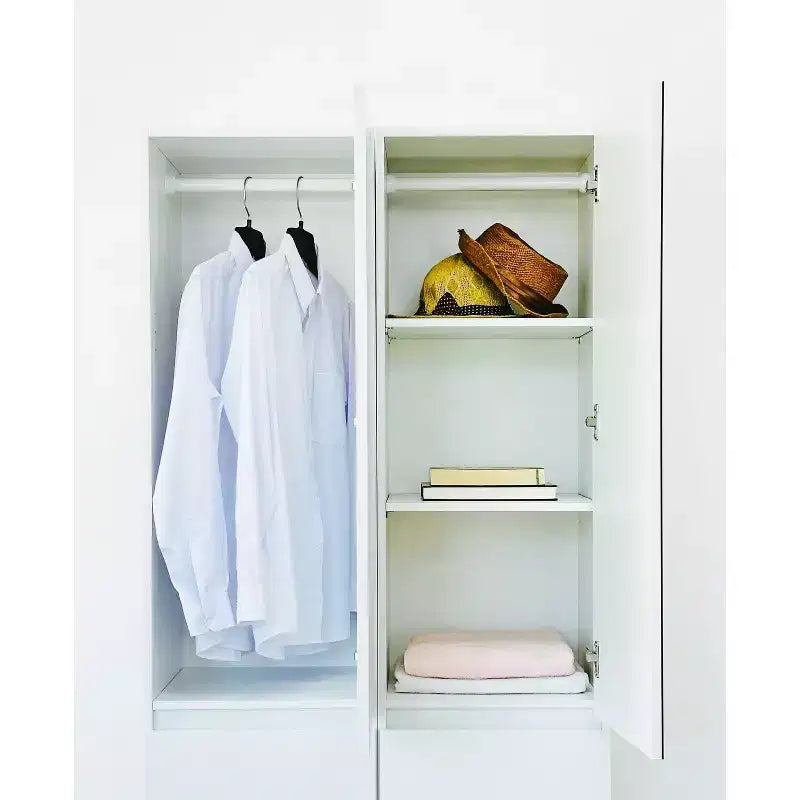 70.9 pulg. de alto x 17.72 pulg. de ancho Sistema de clóset de madera compuesto blanco para almacenamiento universal con contenedores de almacenamiento