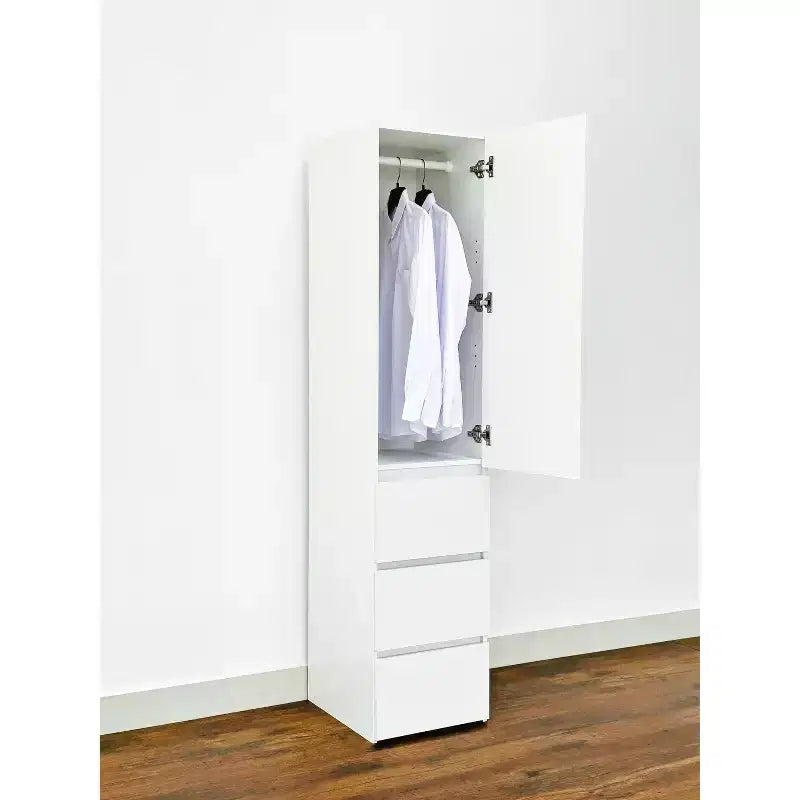 70.9 pulg. de alto x 17.72 pulg. de ancho Sistema de clóset de madera compuesto blanco para almacenamiento universal con contenedores de almacenamiento