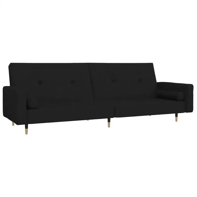 vidaXL 2-Seater Sofa Bed with Two Pillows Black Velvet - Black