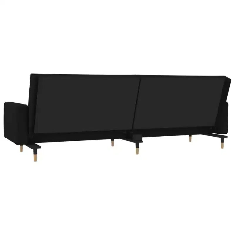 Sofá cama de 2 plazas con dos almohadas de terciopelo negro - Negro