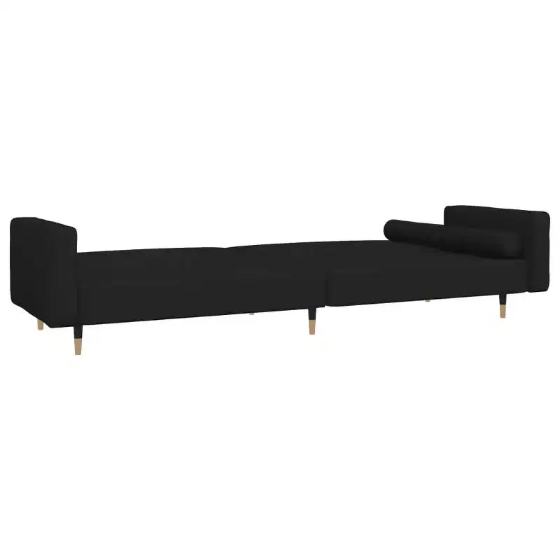 Sofá cama de 2 plazas con dos almohadas de terciopelo negro - Negro