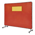 VEVOR Welding Screen with Frame, 6' x 8' Welding Curtain Screens, Flame-Resistant Vinyl Welding Protection Screen with 4 Swivel Wheels, Red