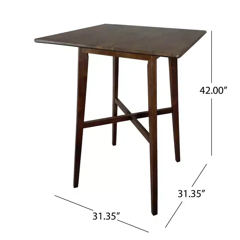 Mesa de comedor moderna con patas de madera de caucho, mesa alta de cocina para comedor