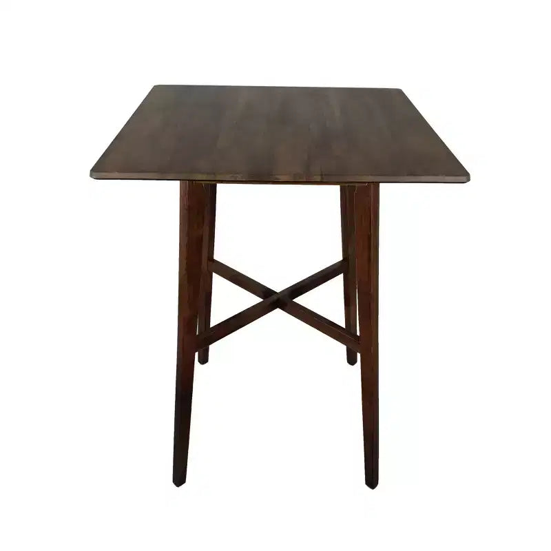 Mesa de comedor moderna con patas de madera de caucho, mesa alta de cocina para comedor