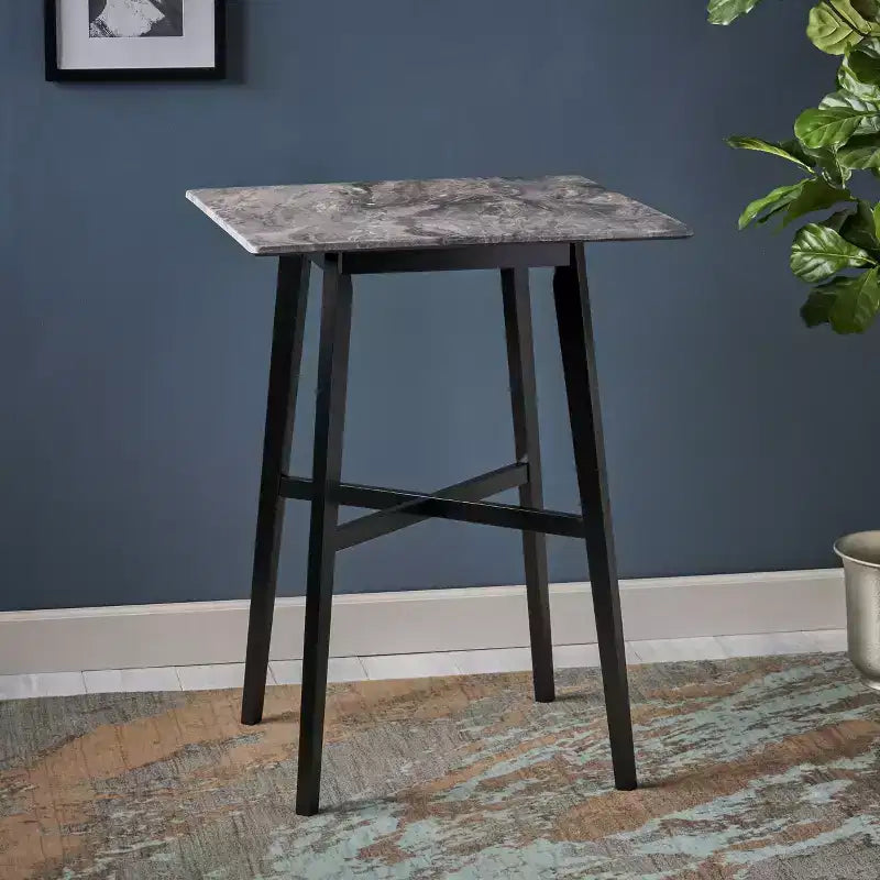 Mesa de comedor moderna con patas de madera de caucho, mesa alta de cocina para comedor