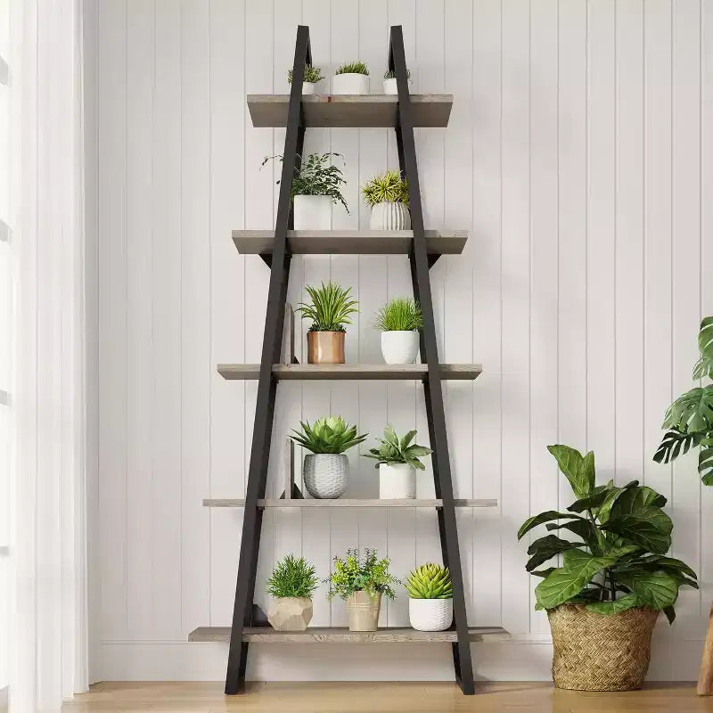 Estantería de 5 niveles, estantería industrial alta de 71 pulgadas, estantería grande tipo etagere, estantería abierta independiente y ancha, estantería moderna para sala de estar