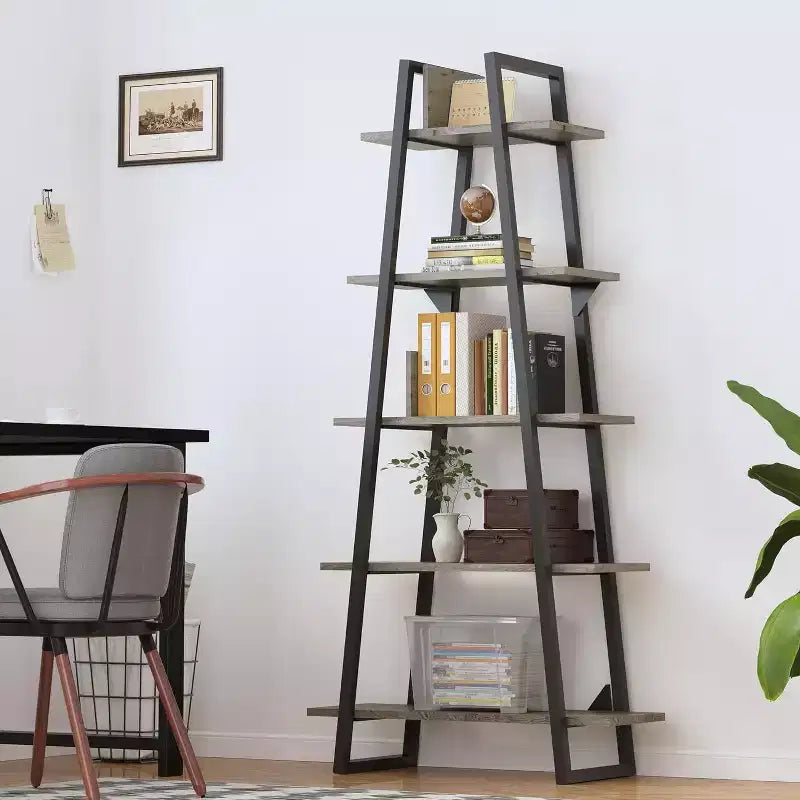 Estantería de 5 niveles, estantería industrial alta de 71 pulgadas, estantería grande tipo etagere, estantería abierta independiente y ancha, estantería moderna para sala de estar