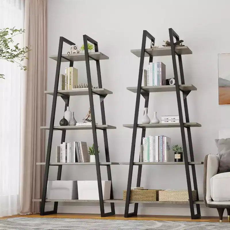Estantería de 5 niveles, estantería industrial alta de 71 pulgadas, estantería grande tipo etagere, estantería abierta independiente y ancha, estantería moderna para sala de estar
