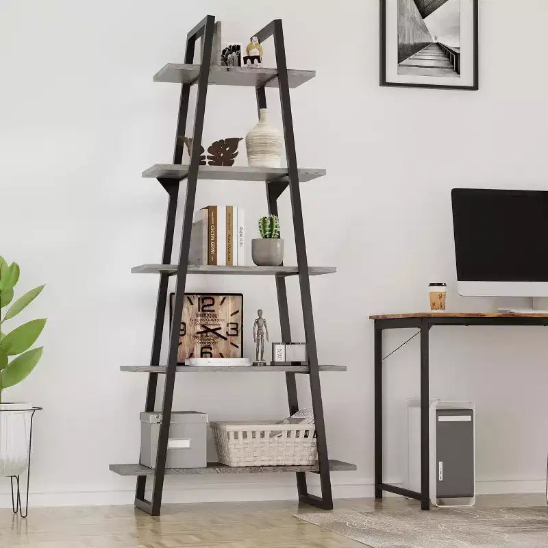 Estantería de 5 niveles, estantería industrial alta de 71 pulgadas, estantería grande tipo etagere, estantería abierta independiente y ancha, estantería moderna para sala de estar