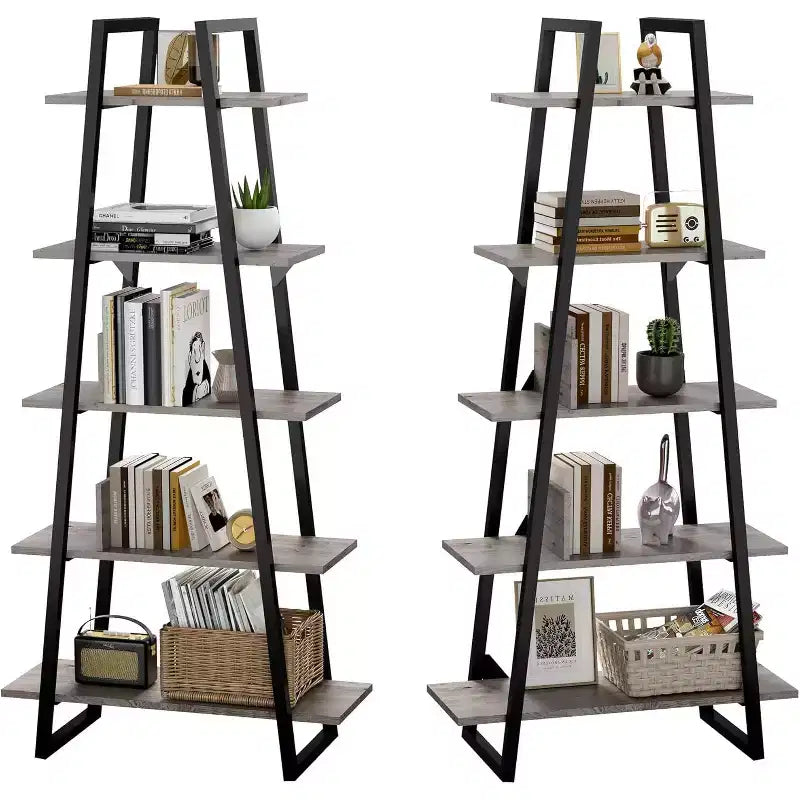 Estantería de 5 niveles, estantería industrial alta de 71 pulgadas, estantería grande tipo etagere, estantería abierta independiente y ancha, estantería moderna para sala de estar