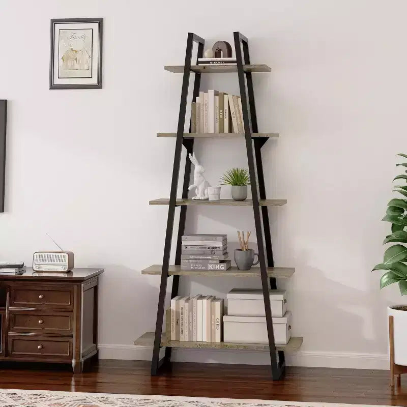 Estantería de 5 niveles, estantería industrial alta de 71 pulgadas, estantería grande tipo etagere, estantería abierta independiente y ancha, estantería moderna para sala de estar