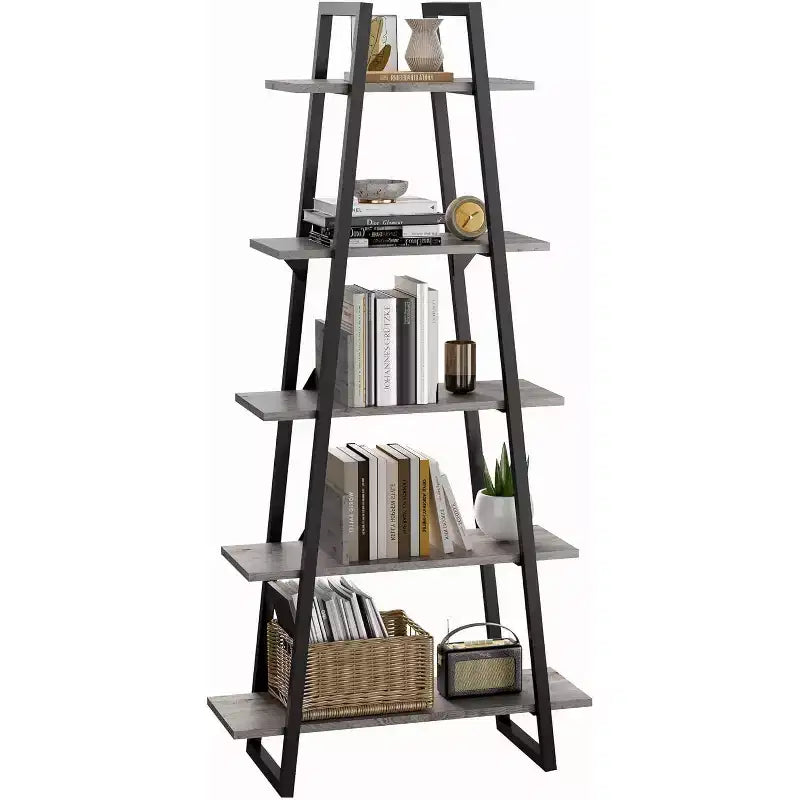 5 Tier Bookshelf, 71 Tall Industrial Large Bookcase Large Etagere Bookshelf, Freestanding Open Wide Book Shelf, Modern Book Case for Living Room