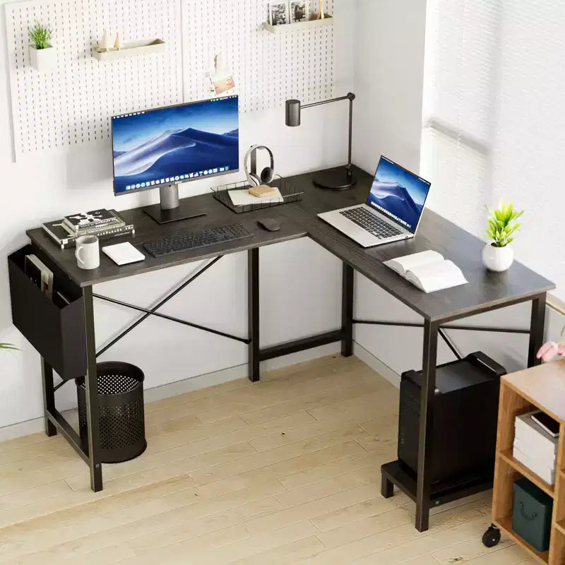 Escritorio de computadora en forma de L, 50 pulgadas, con estantes reversibles y bolsa lateral, mesa de estudio para juegos, escritura para oficina en casa, dormitorio
