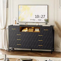 55 8-Drawer Dresser TV Stand - Black Storage Unit with Deep Drawers for Bedroom & Living Room