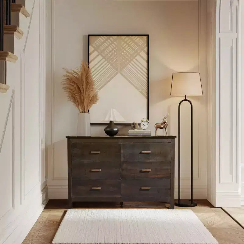 Cómoda de 6 cajones de MDF marrón de 120 cm de ancho