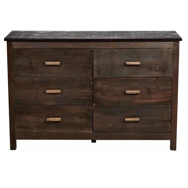Cómoda de 6 cajones de MDF marrón de 120 cm de ancho