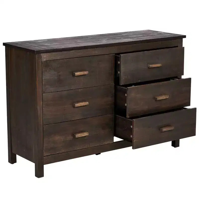 Cómoda de 6 cajones de MDF marrón de 120 cm de ancho
