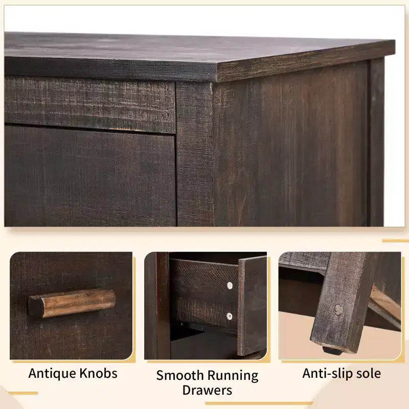 Cómoda de 6 cajones de MDF marrón de 120 cm de ancho
