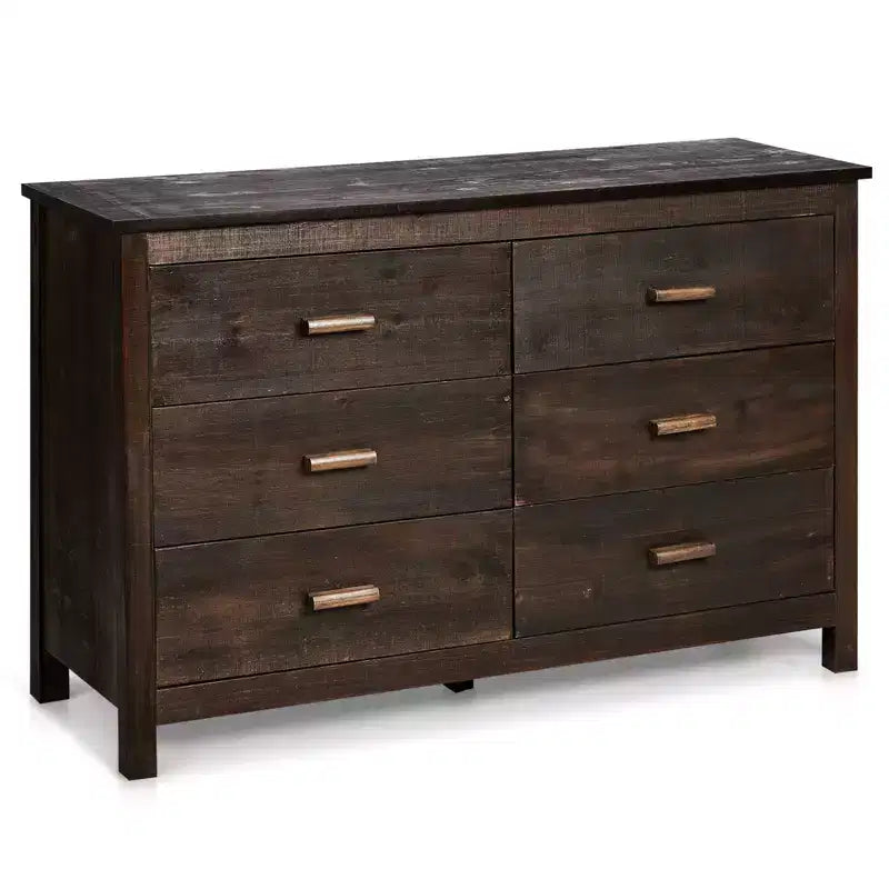 Cómoda de 6 cajones de MDF marrón de 120 cm de ancho