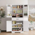 White Kitchen Storage Cabinet, with a Drawer, Adjustable Shelves, Door Shelves, Large Narrow Bathroom Cabinet, Farmhouse Cupboard for Dining Room
