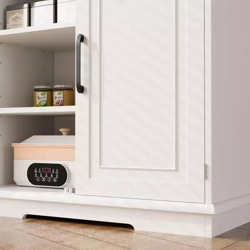 Mueble de Almacenamiento de Cocina Blanco, con un Cajón, Estantes Ajustables, Estantes en la Puerta, Armario Estrecho Grande para Baño, Aparador de Granja para Comedor
