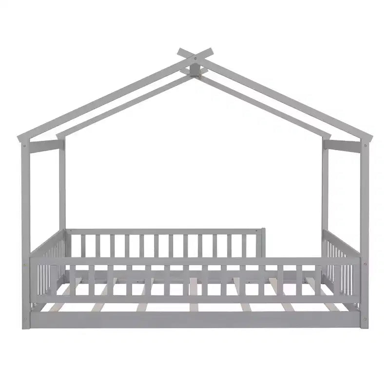 Cama de casa moderna de madera Astrid con valla