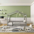 GDFStudio Modern Astrid Wooden House Bed with Fence