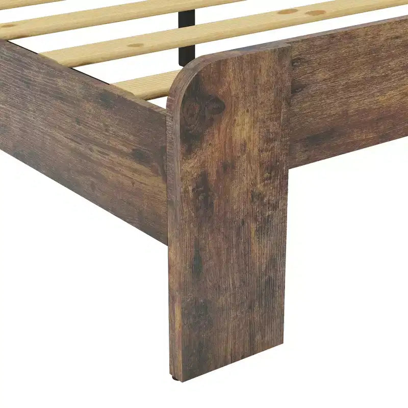 Armazón de cama King Size de madera con plataforma, fácil de montar, sin ruido, no necesita somier, marrón oscuro