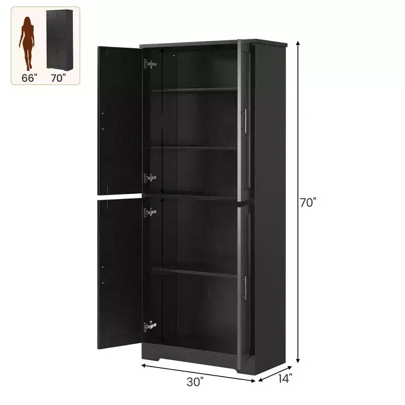 Alacena moderna de 70" - Estantería ajustable con puertas para cocina, baño y sala de estar
