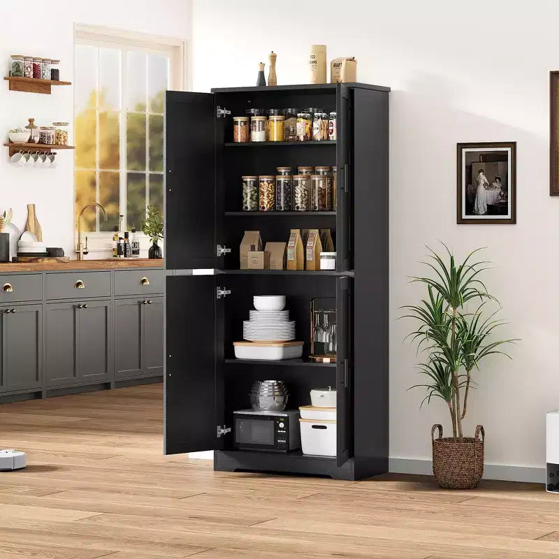 Alacena moderna de 70" - Estantería ajustable con puertas para cocina, baño y sala de estar