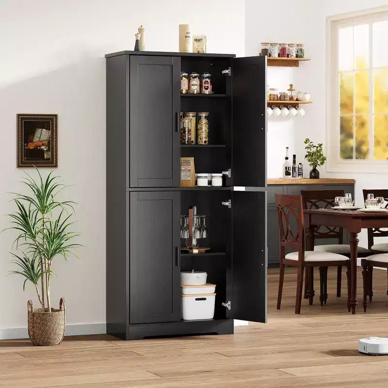 Alacena moderna de 70" - Estantería ajustable con puertas para cocina, baño y sala de estar