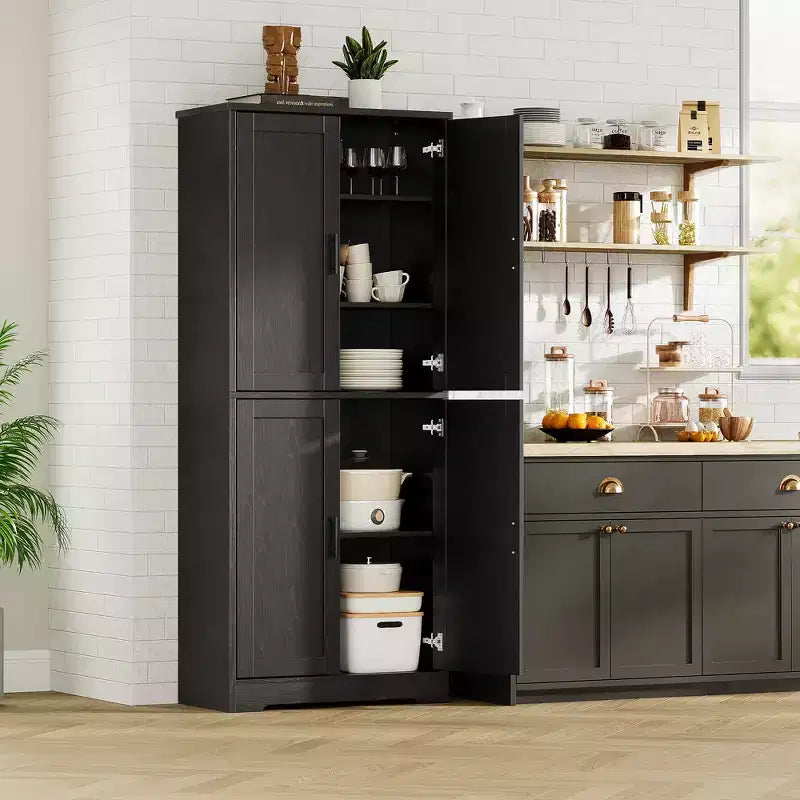 Alacena moderna de 70" - Estantería ajustable con puertas para cocina, baño y sala de estar