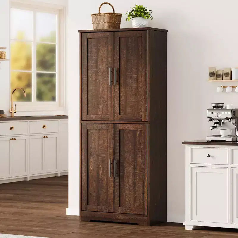 Alacena moderna de 70" - Estantería ajustable con puertas para cocina, baño y sala de estar