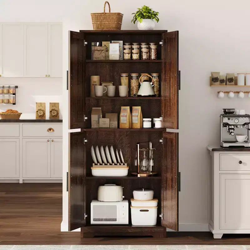 Alacena moderna de 70" - Estantería ajustable con puertas para cocina, baño y sala de estar