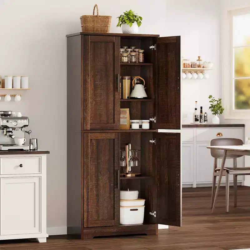 Alacena moderna de 70" - Estantería ajustable con puertas para cocina, baño y sala de estar