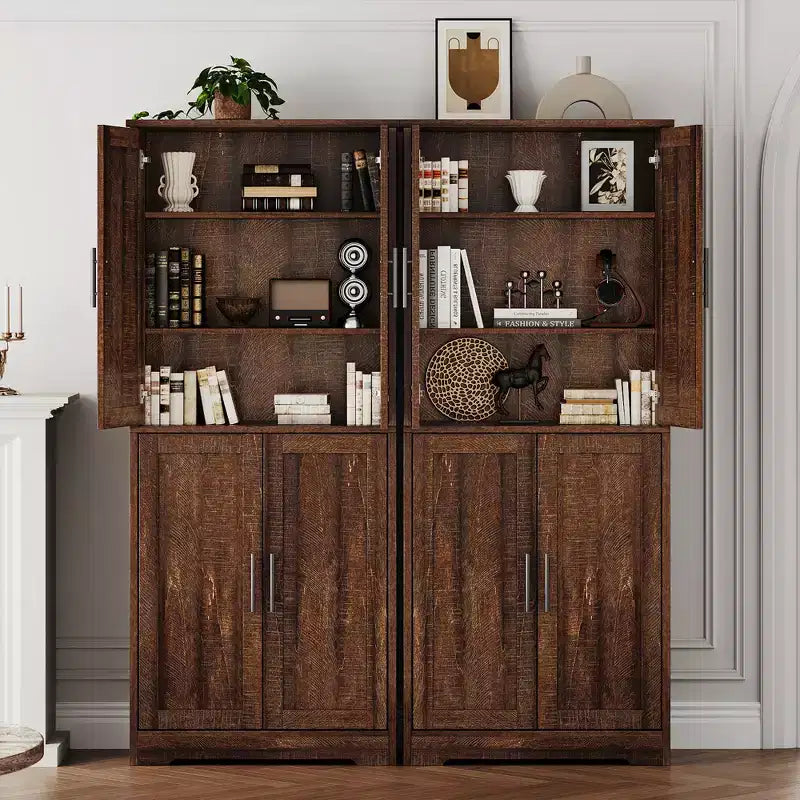 Alacena moderna de 70" - Estantería ajustable con puertas para cocina, baño y sala de estar