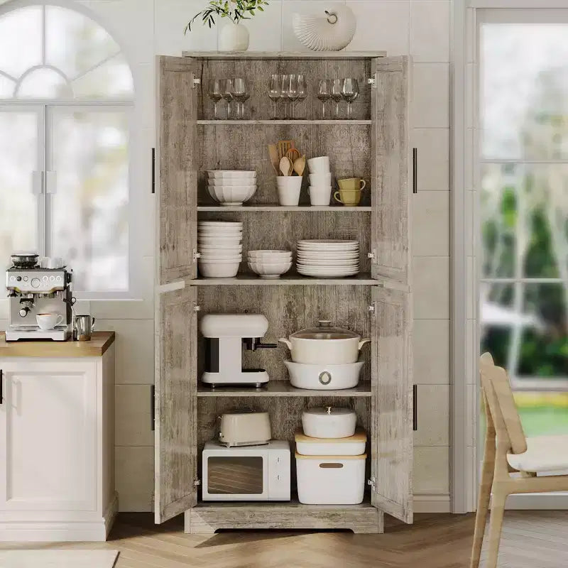 Alacena moderna de 70" - Estantería ajustable con puertas para cocina, baño y sala de estar